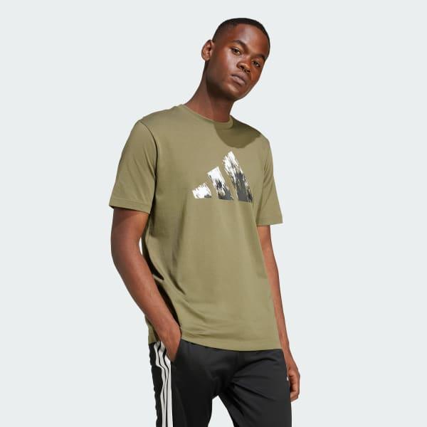 adidas Lounge Painted Graphic Tee Olive Strata XS Mens Product Image