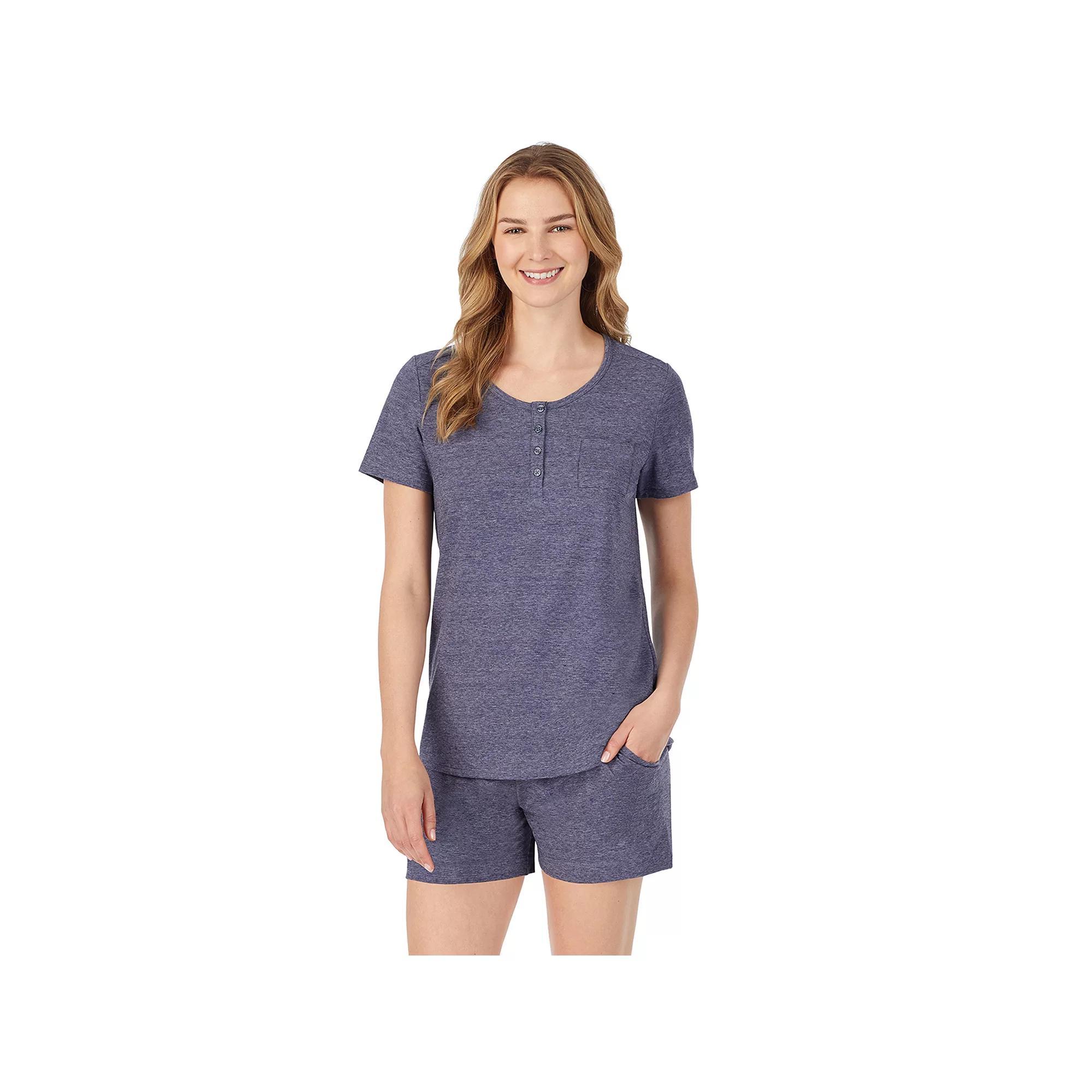 Women's Cuddl Duds® Pajamas: Essential Sleep Tee & Boxers Set, Size: Medium, Navy Grey Product Image