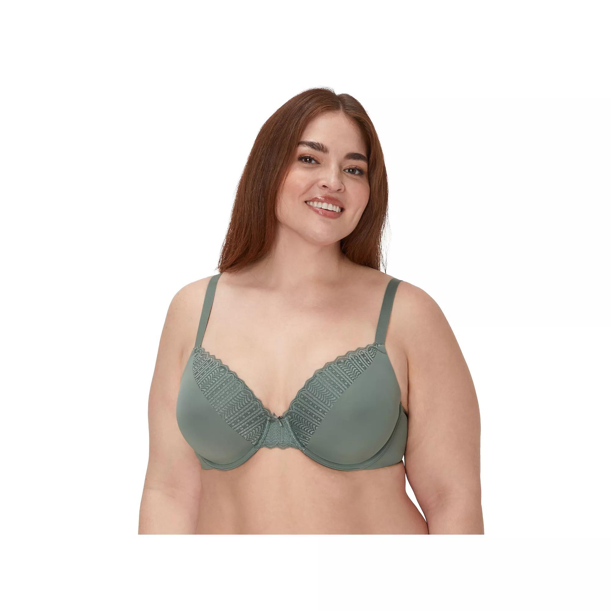 Maidenform Comfort Devotion Full Coverage Lace Trim Bra 9404, Women's, Size: 40 C, Silver Green Product Image