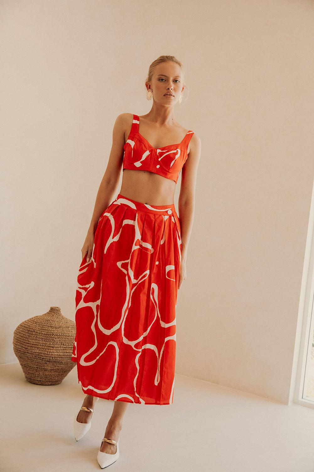 SAMPLE-Dien Wrap Skirt - Evoke Red Product Image