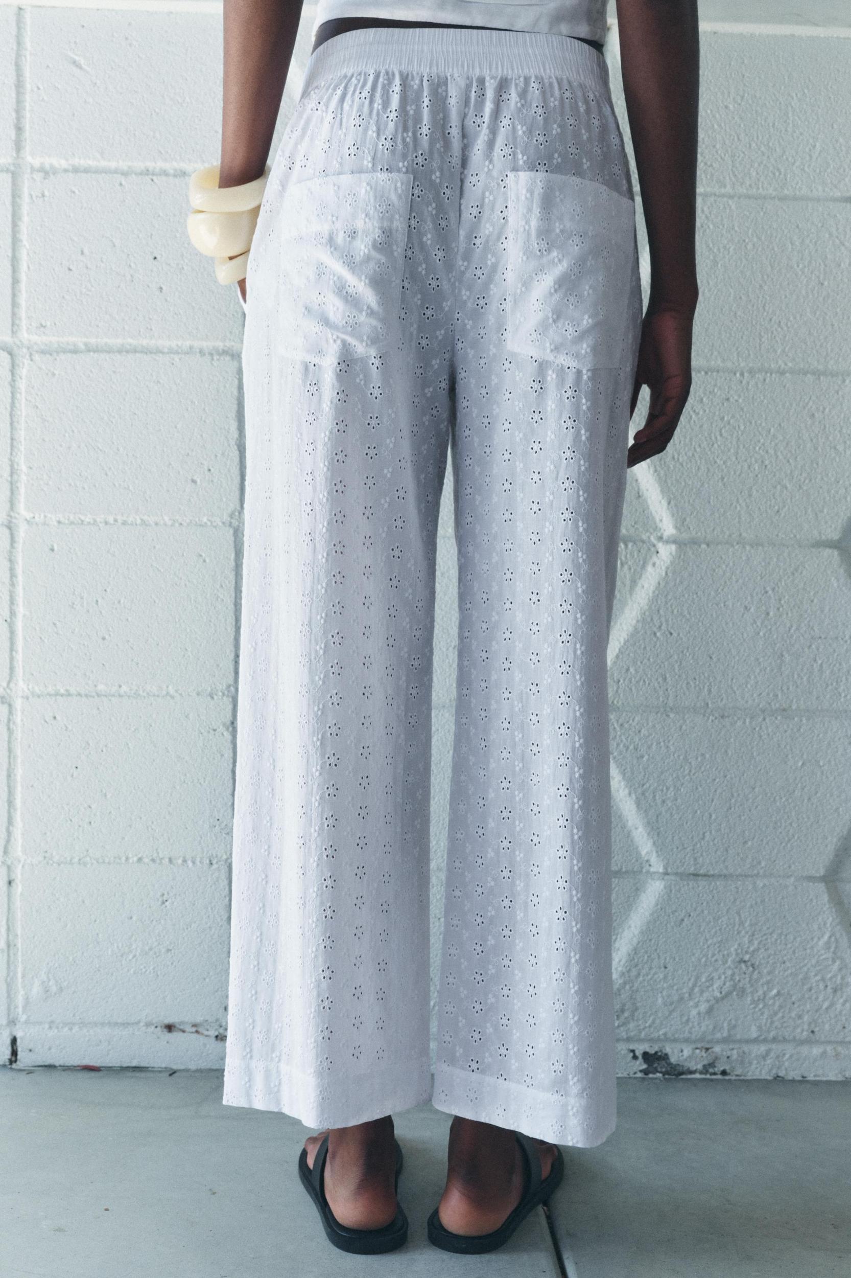 EMBROIDERED EYELET PANTS ZW COLLECTION Product Image
