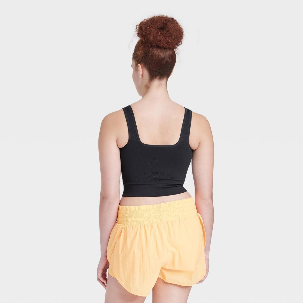 Womens Seamless Square Neck Cropped Tank Top - All In Motion Black 4X Product Image