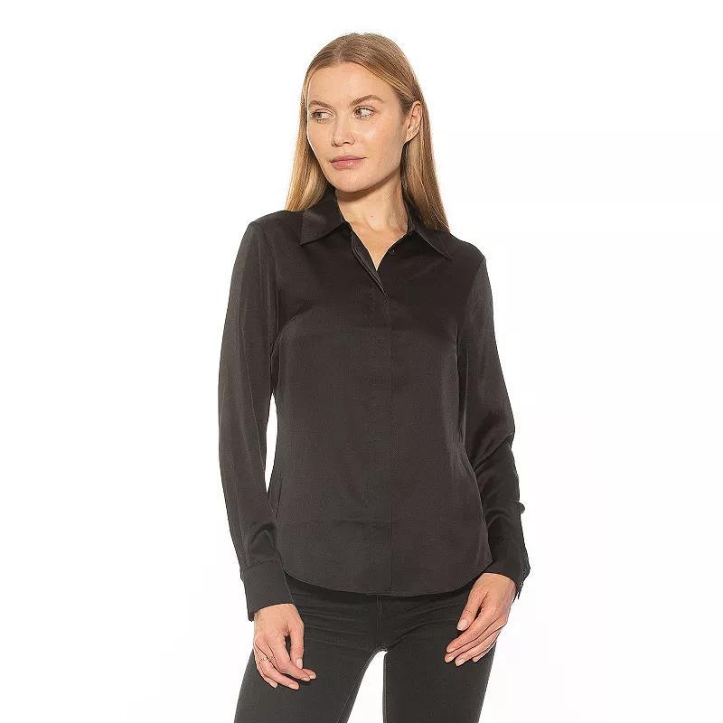 Womens ALEXIA ADMOR Cassidy Classic Silky Collared Button Down Shirt Product Image