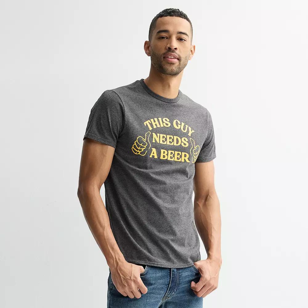 Men's Needs A Beer Tee, Size: Large, Grey Heather Product Image