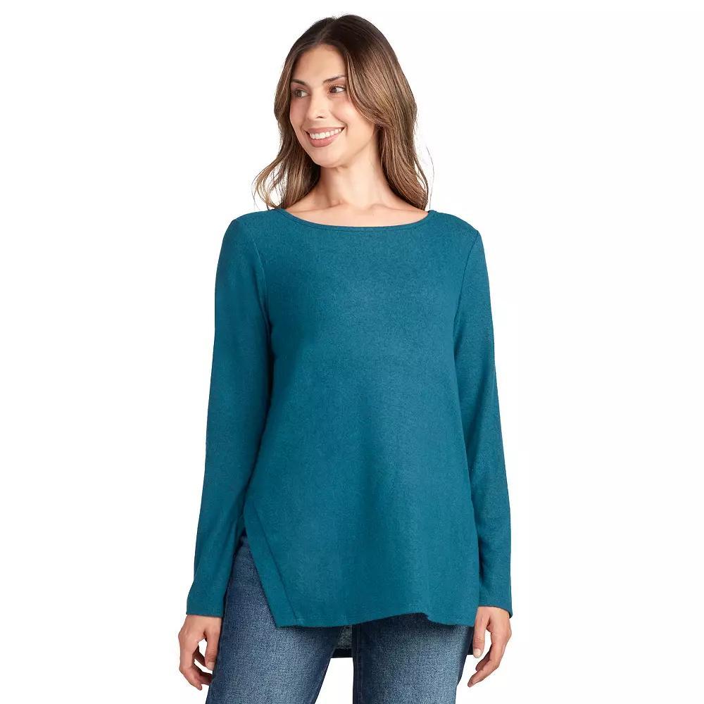 Women's AGB Long Sleeve Split Hem Tunic, Size: Large, Dark Blue Product Image