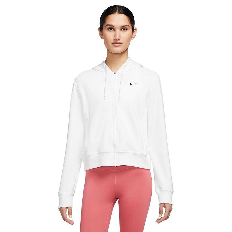 Nike Women's One Dri-FIT French Terry Full-Zip Hoodie in Black/Black Size XL Cotton/Polyester/Spandex Product Image