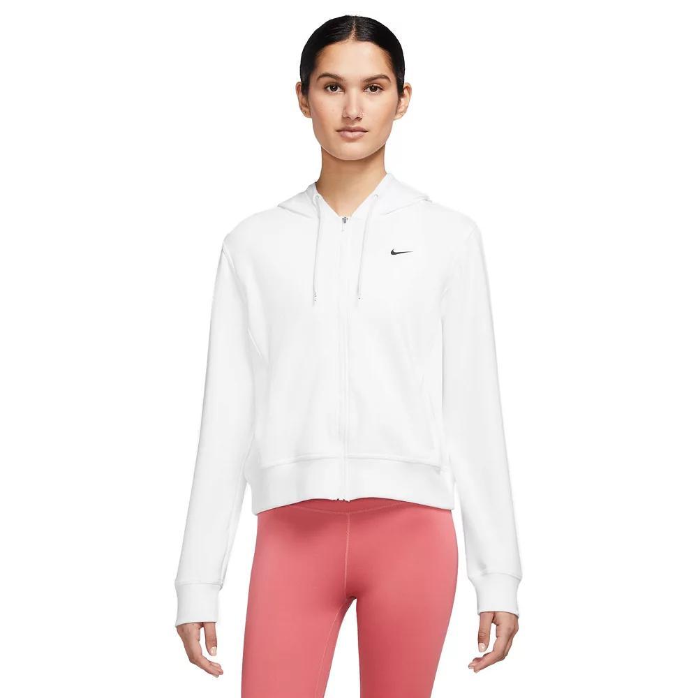 Nike Women's One Dri-FIT French Terry Full-Zip Hoodie in Black/Black Size XL Cotton/Polyester/Spandex Product Image
