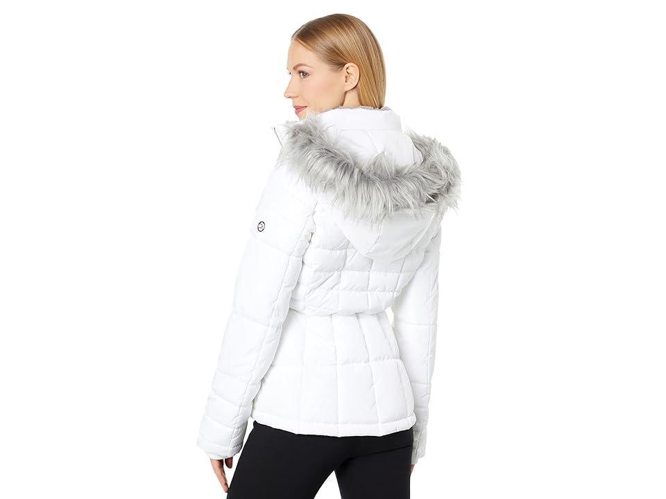 Calvin Klein Short Faux Fur Trimmed Puffer Women's Clothing Product Image