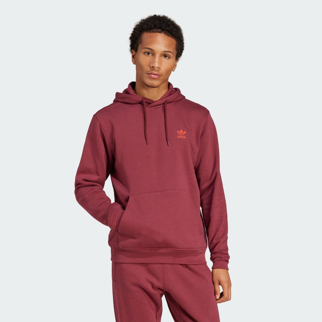adidas Trefoil Essentials Hoodie Shadow Red XS Mens Product Image