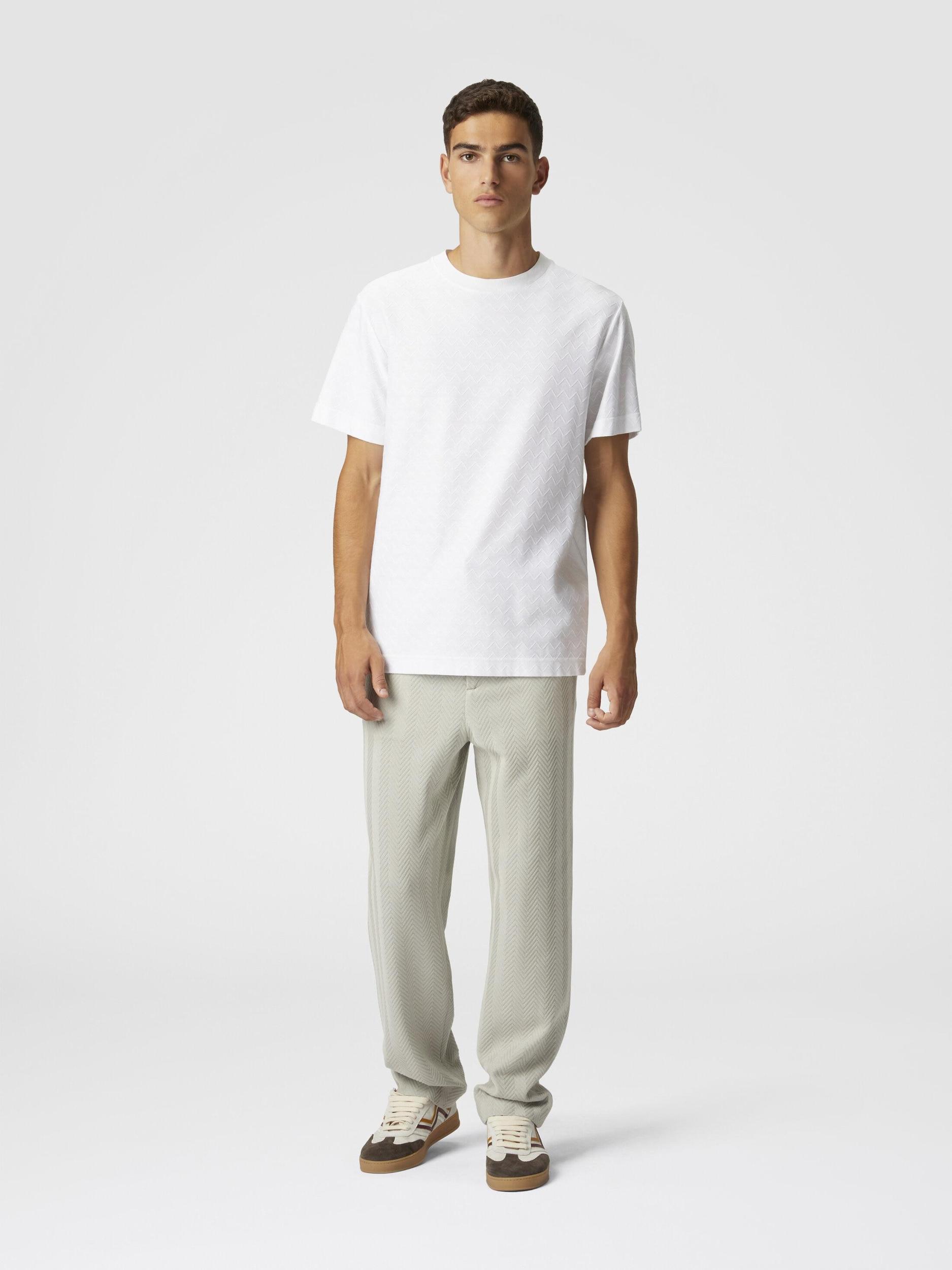 Tone-on-tone zig zag cotton jersey crewneck T-shirt Product Image