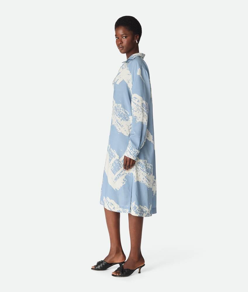 Women's Italian Postcard Silk Dress in Blue/dove Product Image