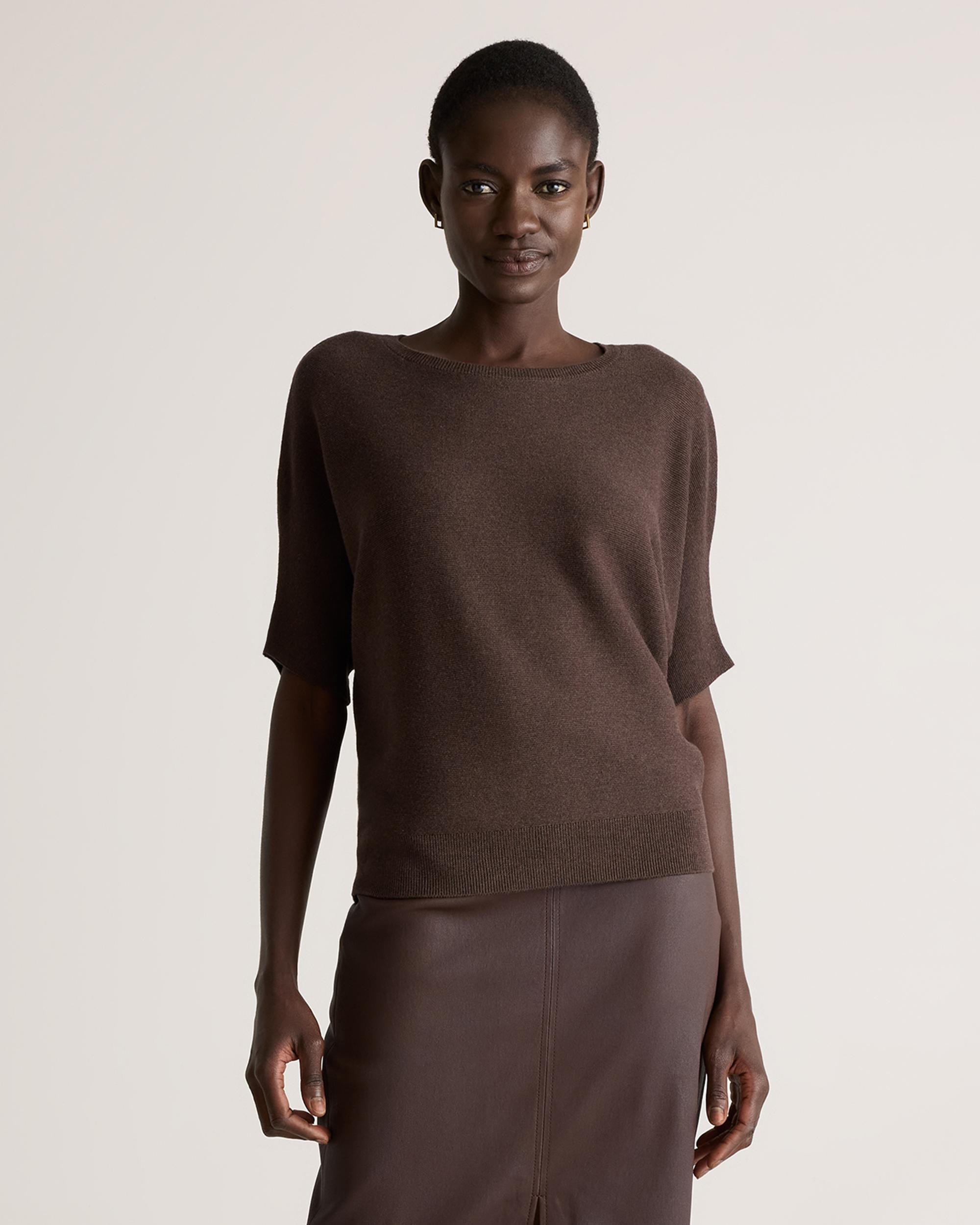 Quince | Women's Lightweight Cotton Cashmere Link-Stitch Dolman Sweater Size XL Product Image