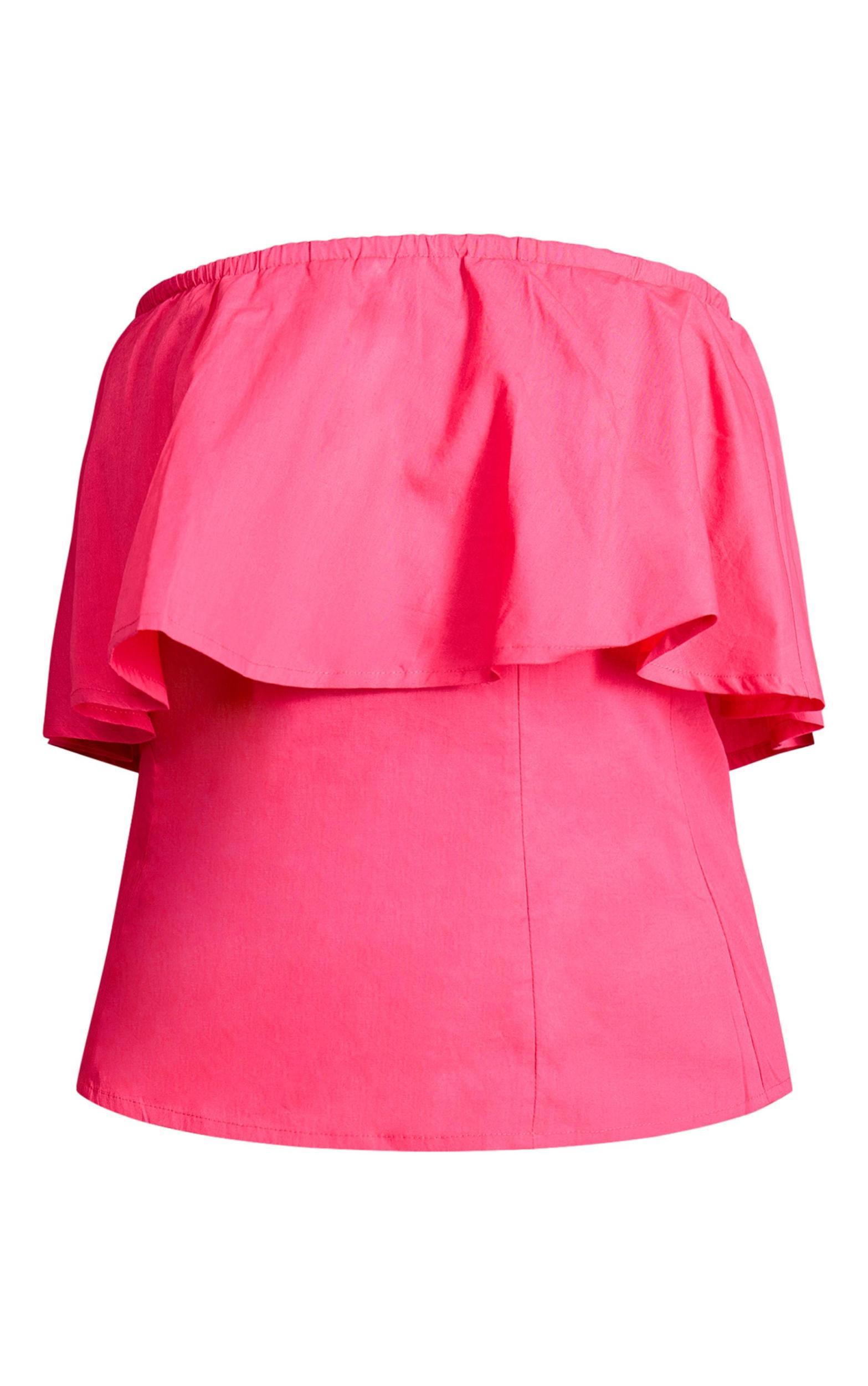 Hot Pink Cotton Poplin Boned Fold Over Top Product Image