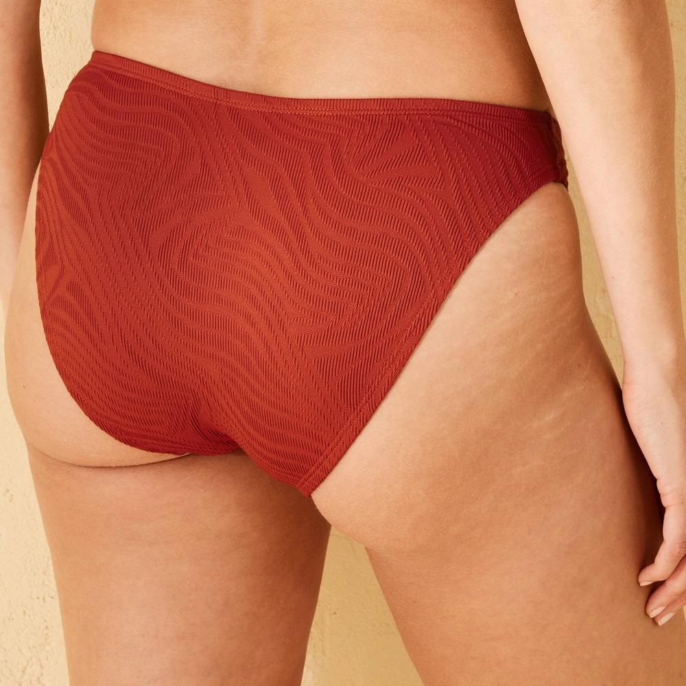 Womens Jacquard Extra High Leg Low-Rise Cheeky Bikini Bottom - Shade & Shore Brown XL: Nylon Spandex Abstract Knit Product Image