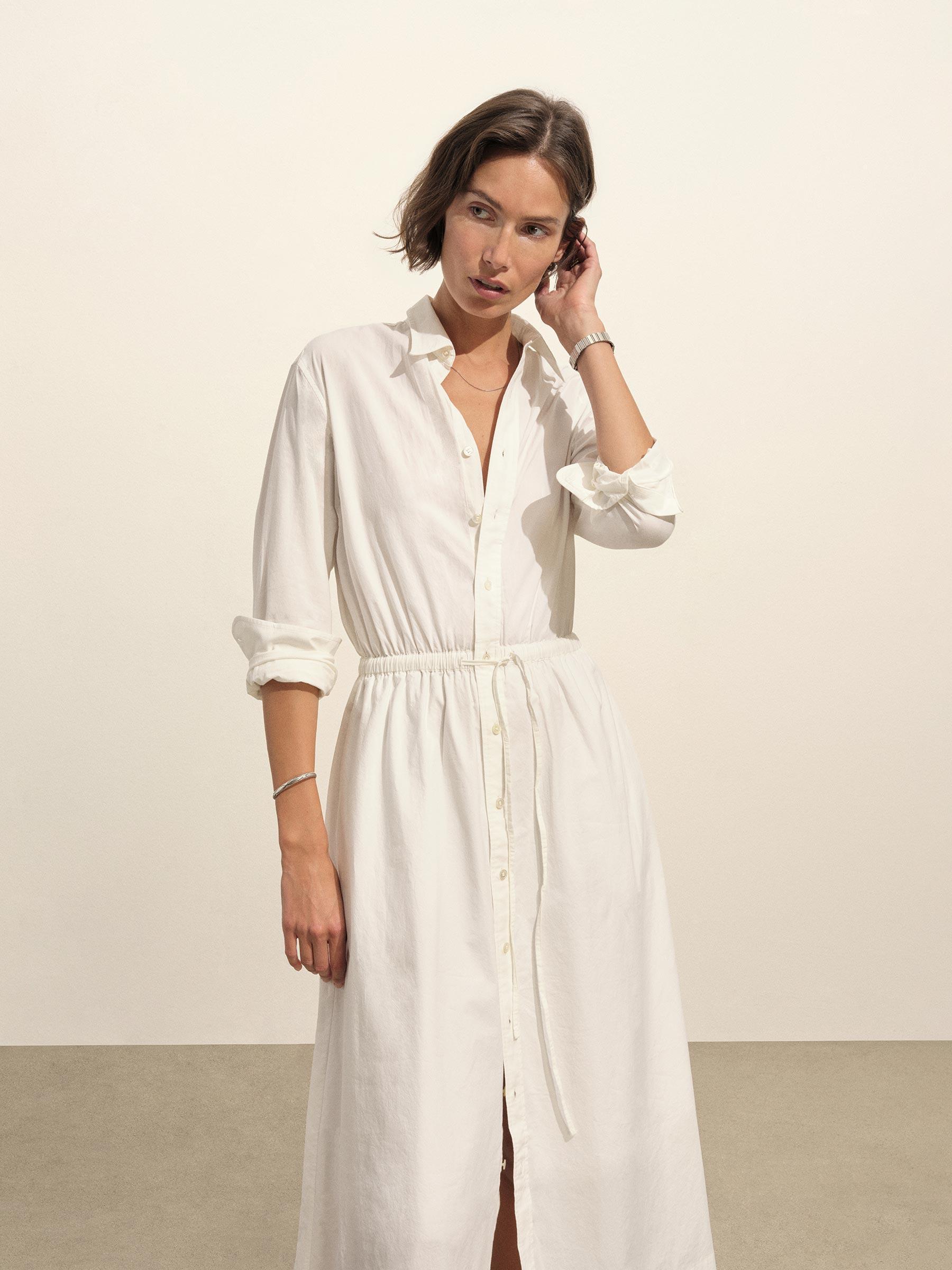 White Mainstay Cotton Shirt Dress Product Image
