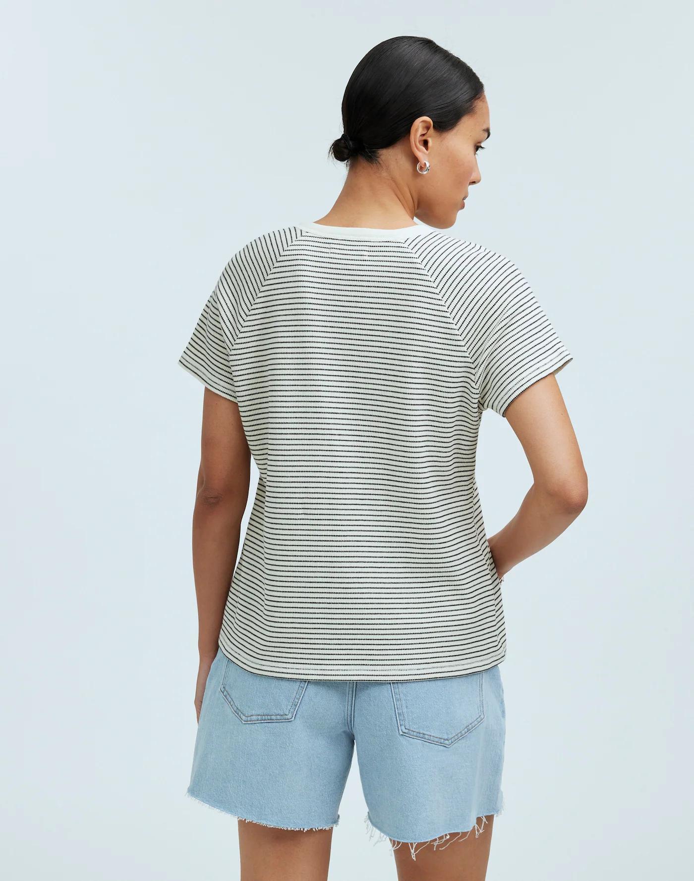 Splitneck Raglan-Sleeve Tee in Stripe Product Image