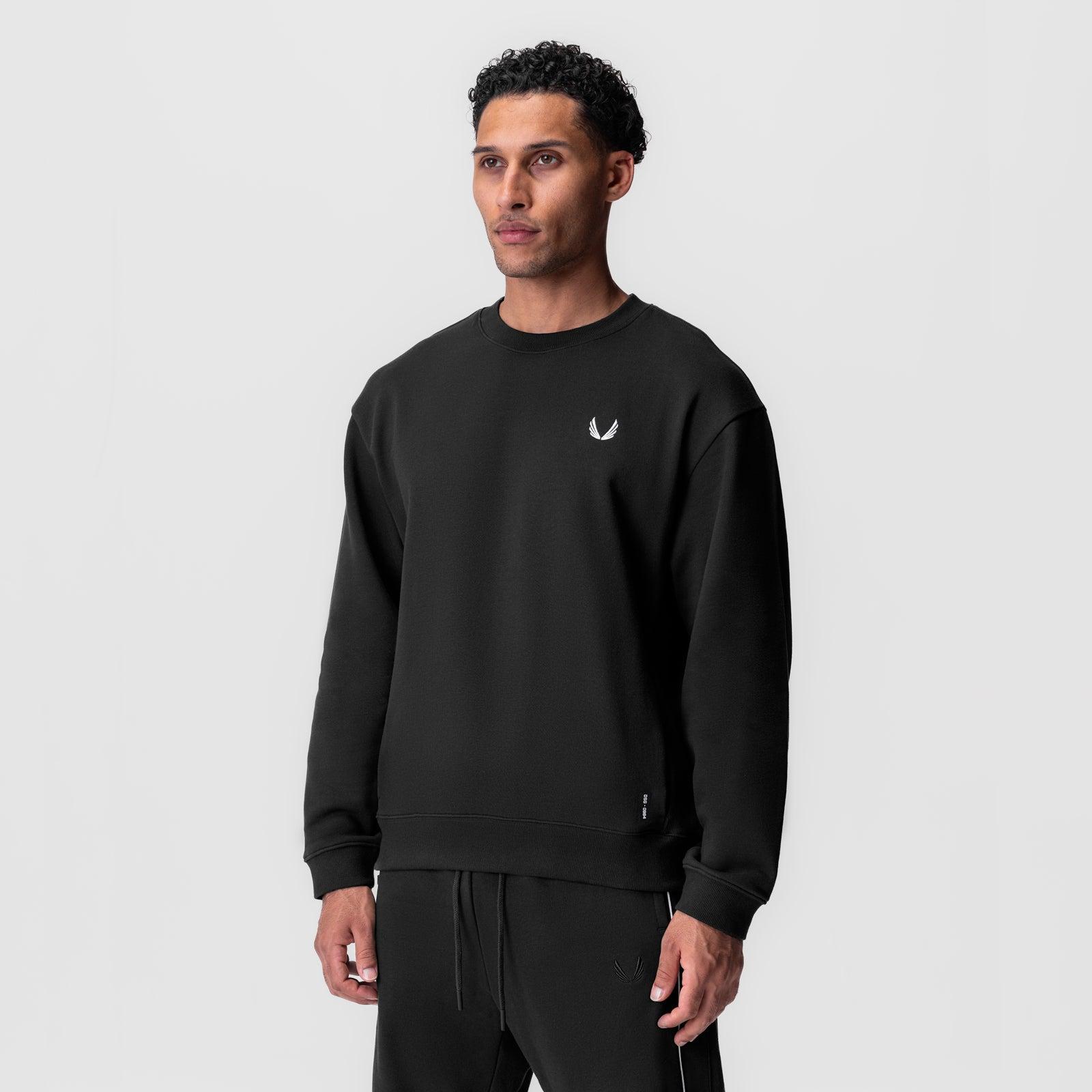 0984. Herringbone Terry Crewneck - Black Product Image