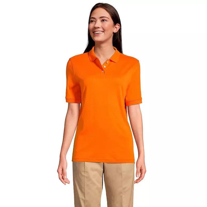 Women's Tall Lands' End School Uniform Short Sleeve Interlock Polo, Size: Small Tall, Blue Product Image