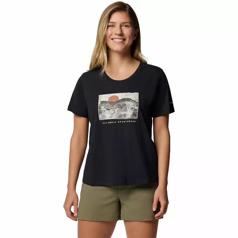 Women's Columbia Omni-WICK™ Ruby Springs Scoopneck Short Sleeve Graphic Tee, Size: Medium, Collegiate Blue Product Image
