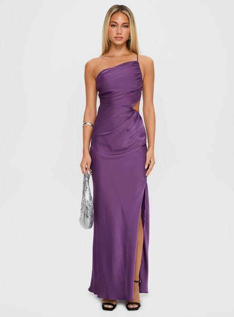 Leading Role One Shoulder Maxi Dress Purple Product Image