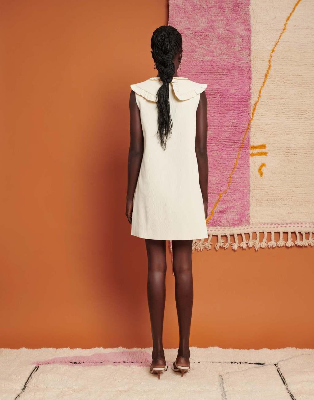 Ghospell oversized collar mini dress in cream Product Image