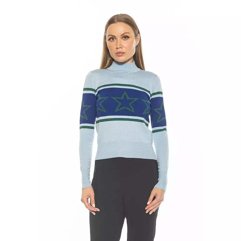 Women's ALEXIA ADMOR Lisa Long Sleeve Mockneck Sweater, Size: Large, Halogen Blue Product Image