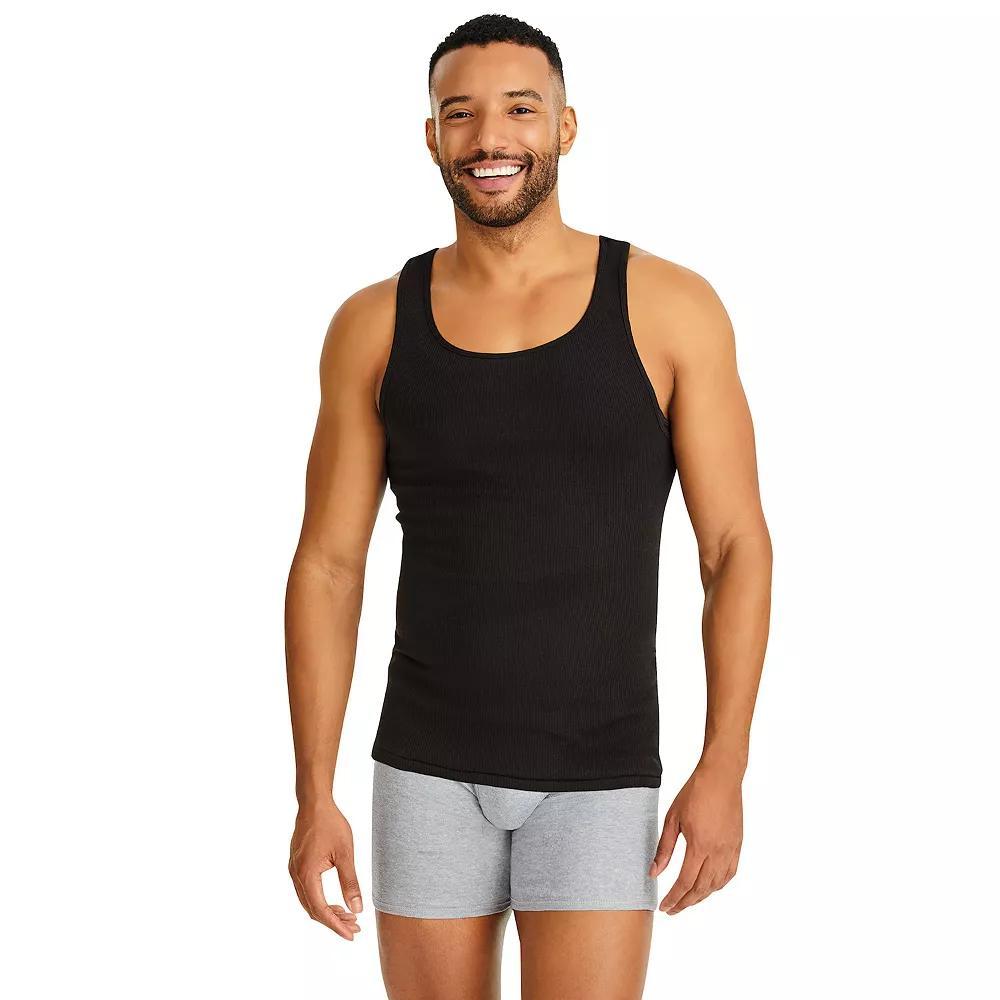 Hanes Ultimate 6-Pack Men's ComfortSoft Black/Grey Tank Undershirt, Size: XL, Black Gray Product Image