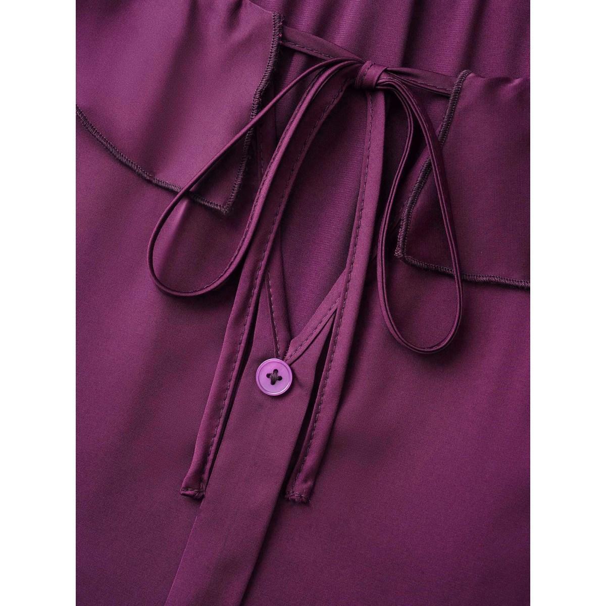 Plus Size Deeppurplered Regal Lotus Neckline Cuff Sleeves Blouse Women Elegant Long Sleeve Notched collar Everyday Blouses BloomChic 22-24/3X Product Image