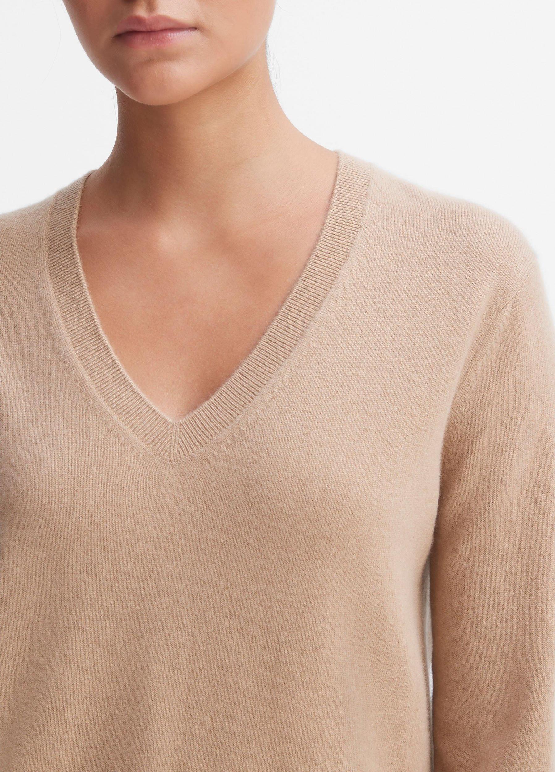 Womens Cashmere Weekend V-Neck Sweater, Camel, Size M Vince Product Image
