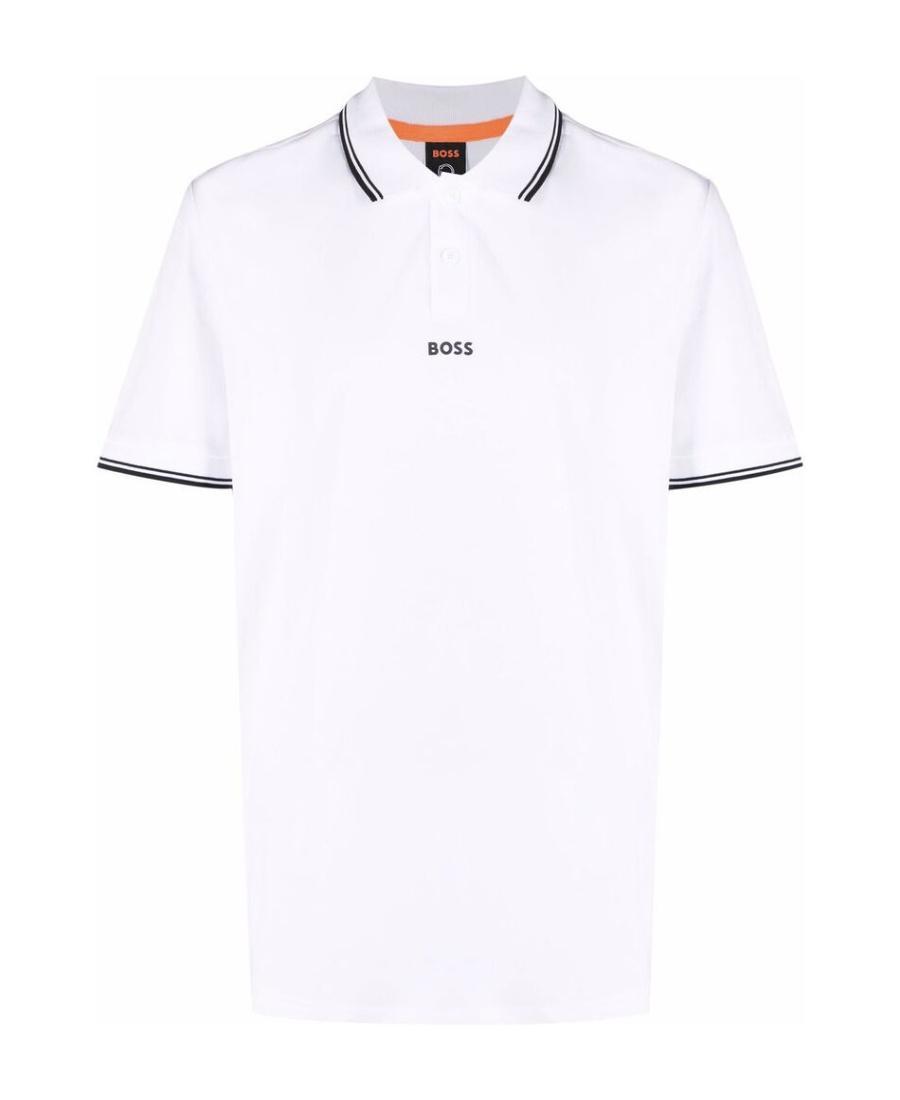HUGO BOSS Cotton-piqu Polo Shirt With Contrast Logo And Tipping In White Product Image