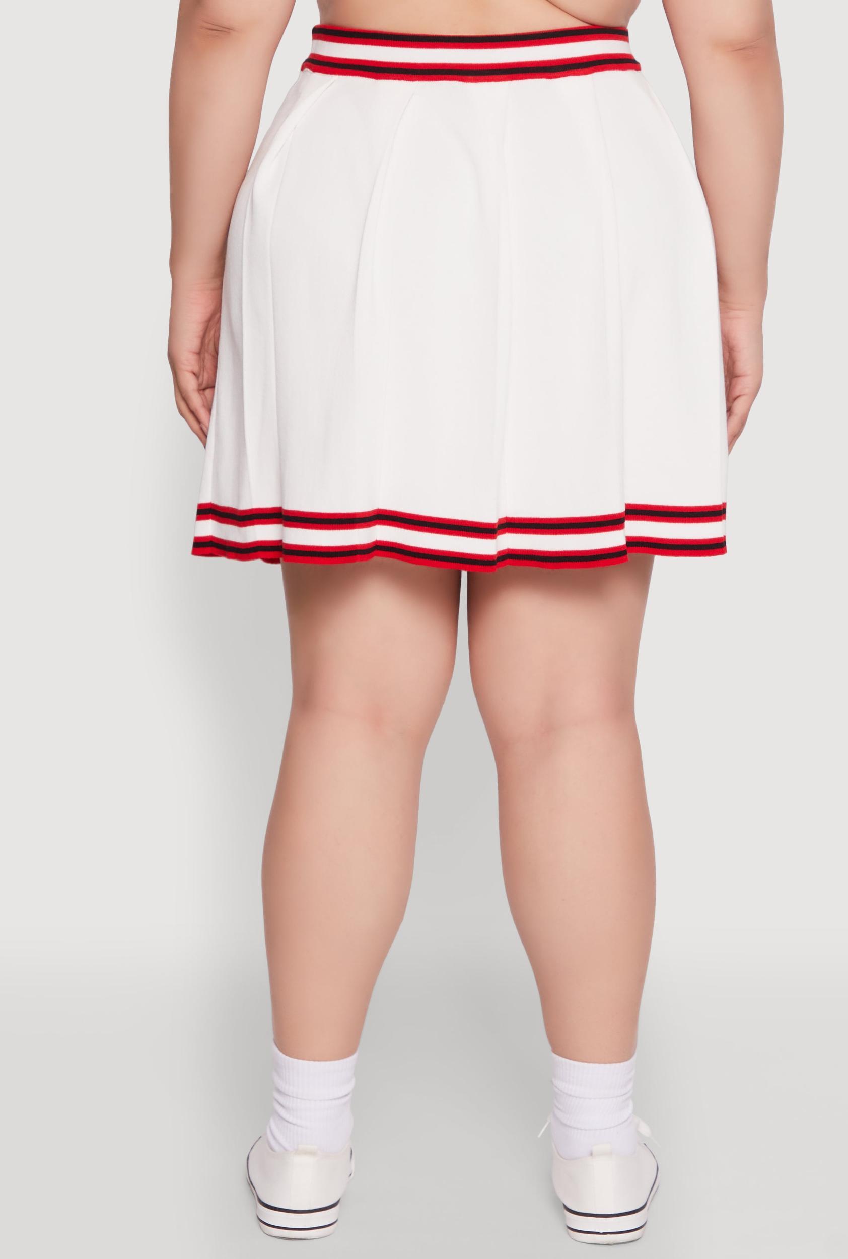 Plus Size Daisy Varsity Stripe Pleated Skirt Female Product Image