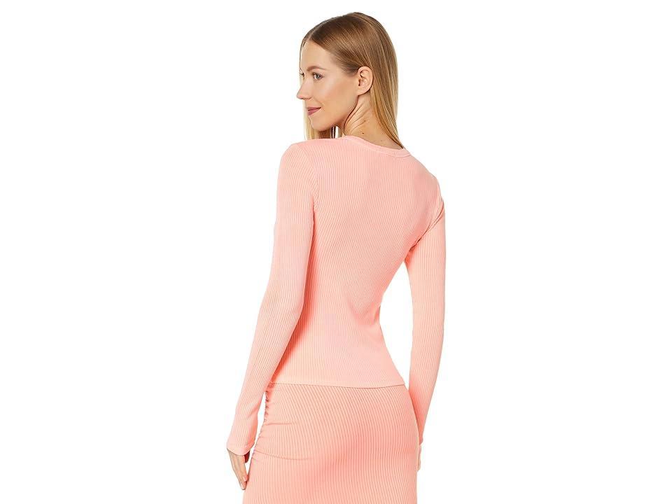 SUNDRY Long Sleeve Crew (Pigment Peach) Women's T Shirt Product Image