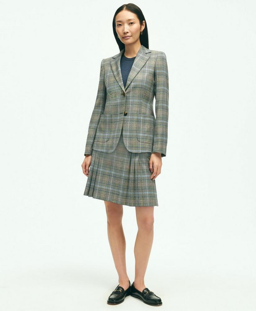 Stretch Wool Prince of Wales A-Line Pleated Skirt Product Image