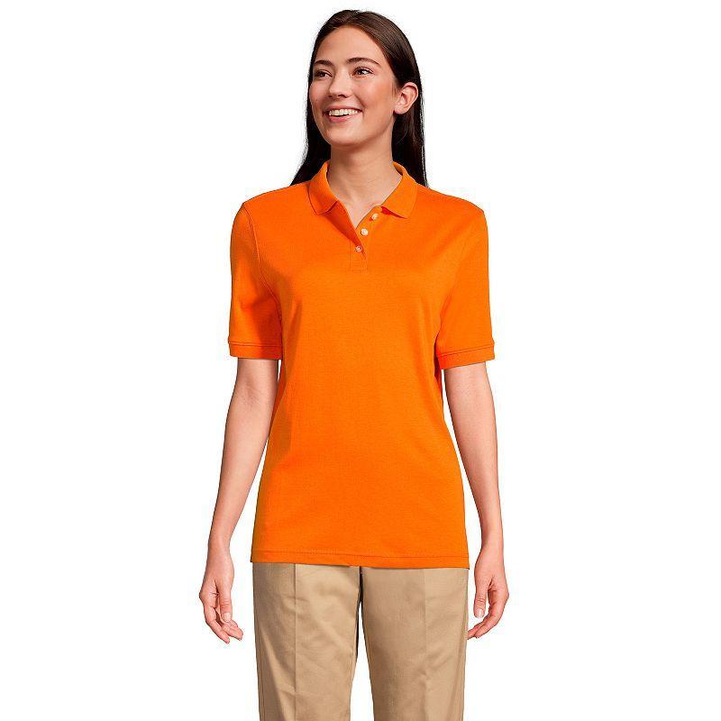 Women's Tall Lands' End School Uniform Short Sleeve Interlock Polo, Size: Small Tall, Blue Product Image