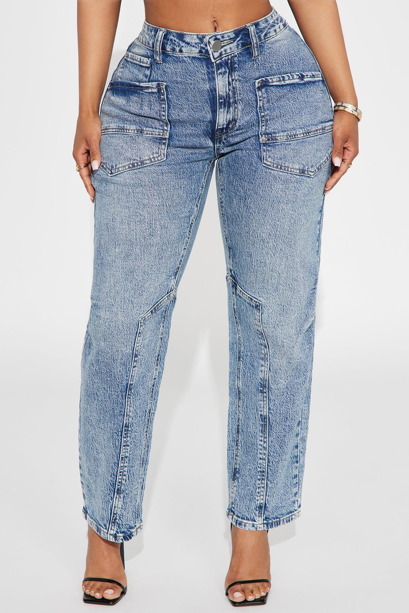 Ex Boyfriend Utility Straight Leg Ankle Jeans - Medium Wash Female Product Image