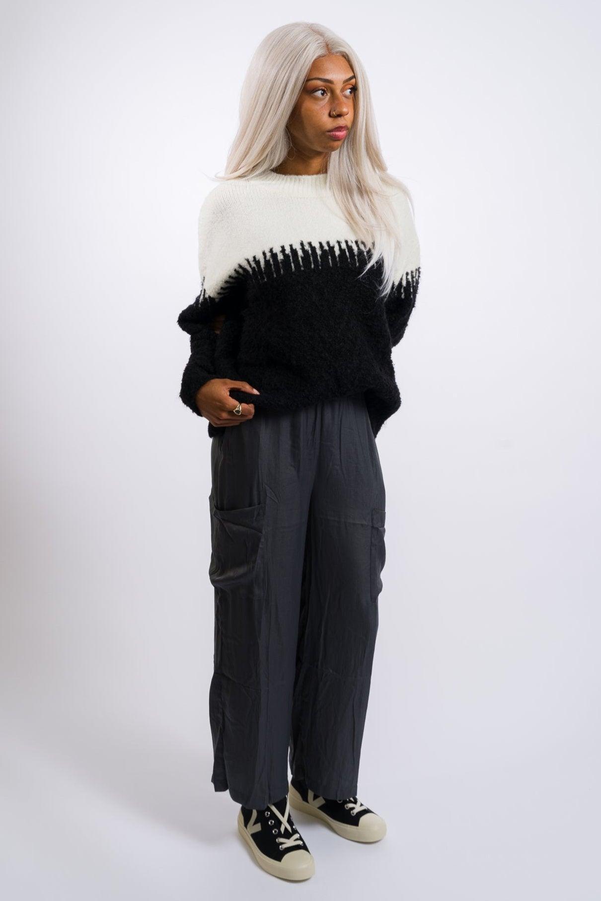 Grade & Gather Satin Cargo Pants - Dark Slate Product Image