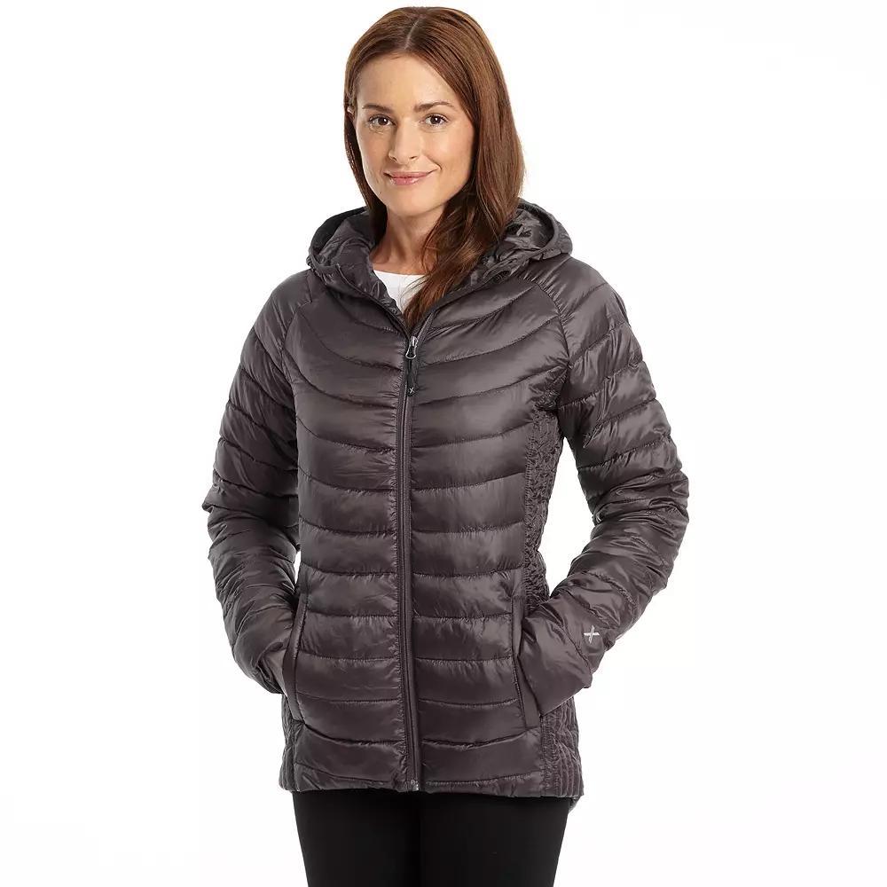 Women's Excelled Hooded Puffer Jacket, Size: Small, Gray Product Image