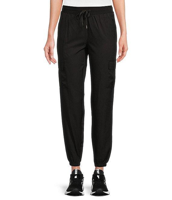 Kinesis Woven Elastic Cinched Cuff Ribbed Waistband Flap Pocket Ankle Joggers Product Image