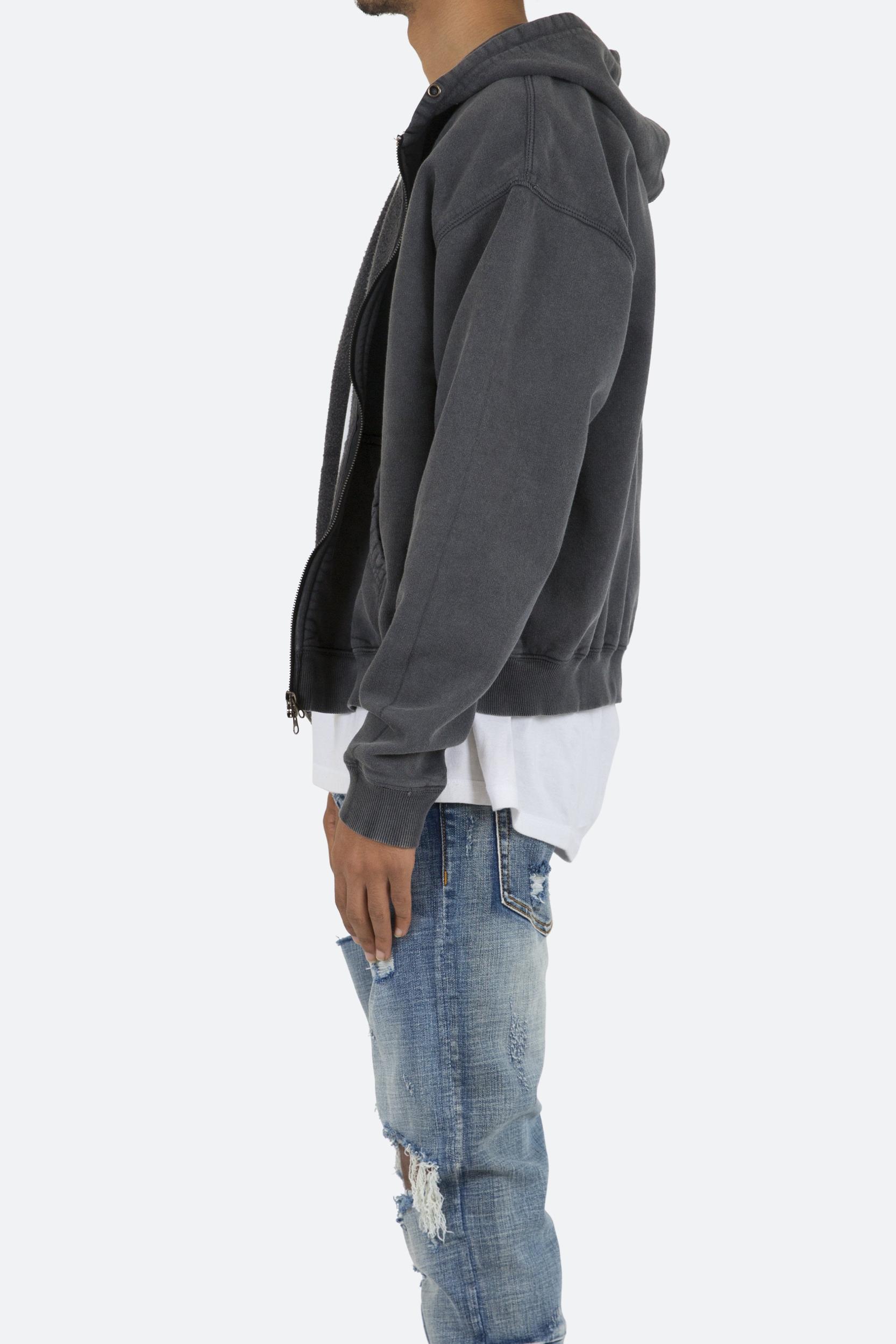 Basic Zip Up Hoodie - Vintage Black Male Product Image
