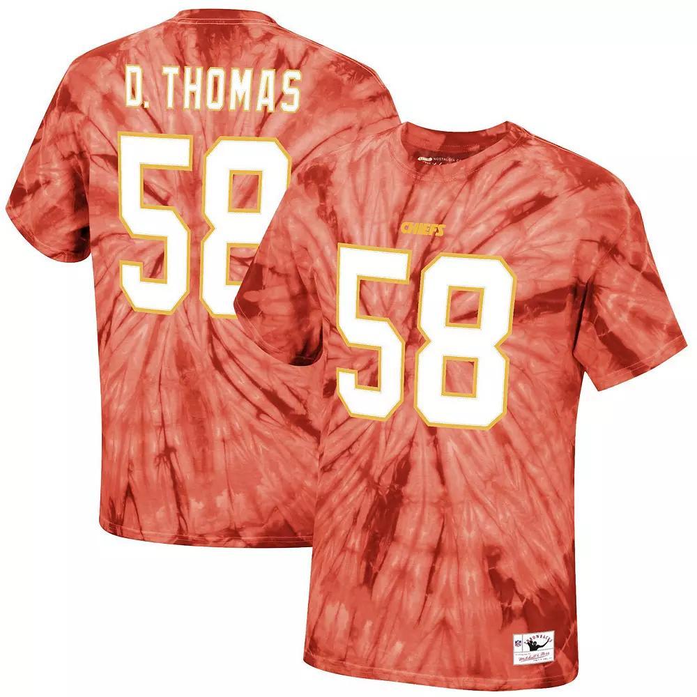 Men's Mitchell & Ness Derrick Thomas Red Kansas City Chiefs Tie-Dye Retired Player Name & Number T-Shirt, Size: Medium Product Image