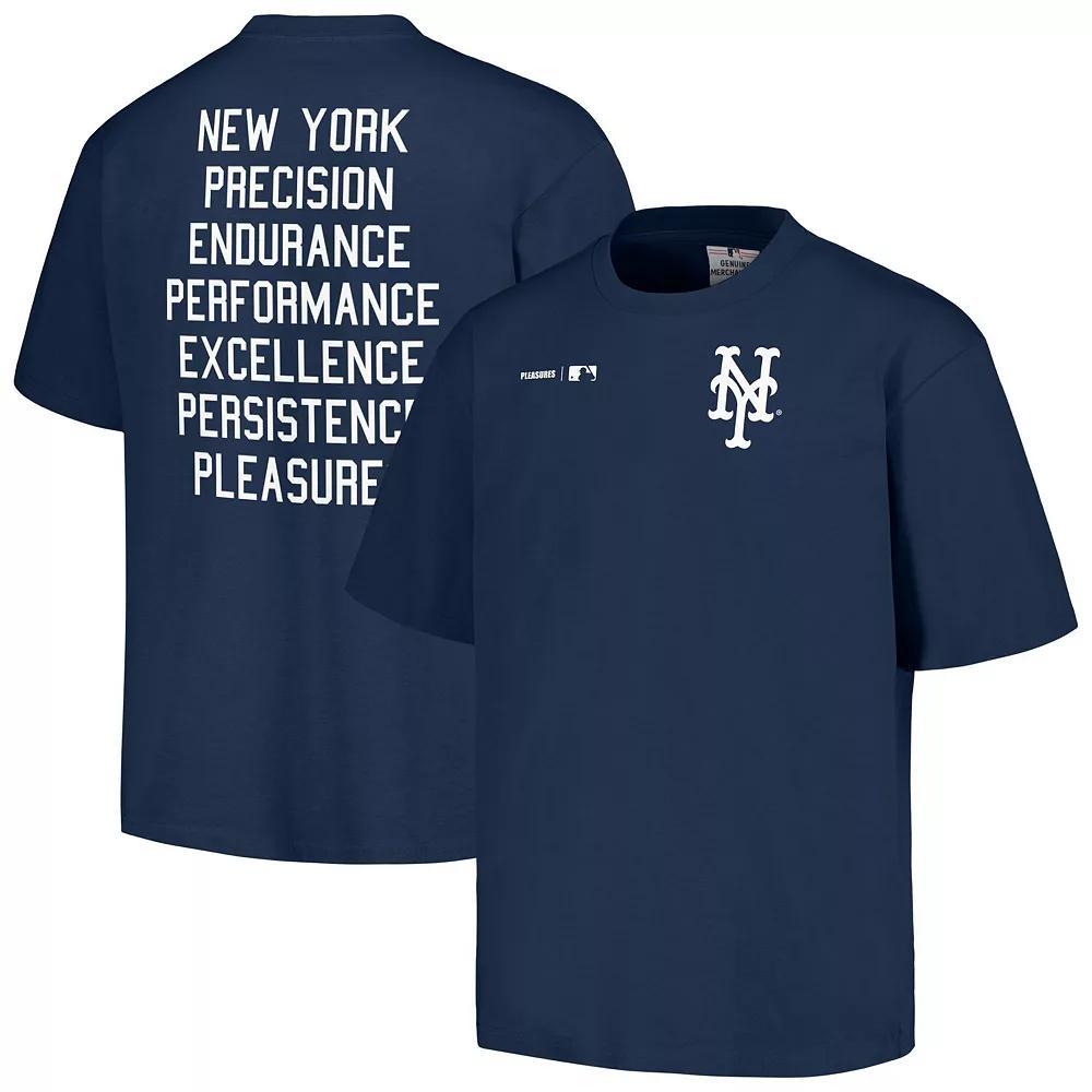 Men's PLEASURES  Navy New York Mets Precision T-Shirt, Size: XL, Blue Product Image