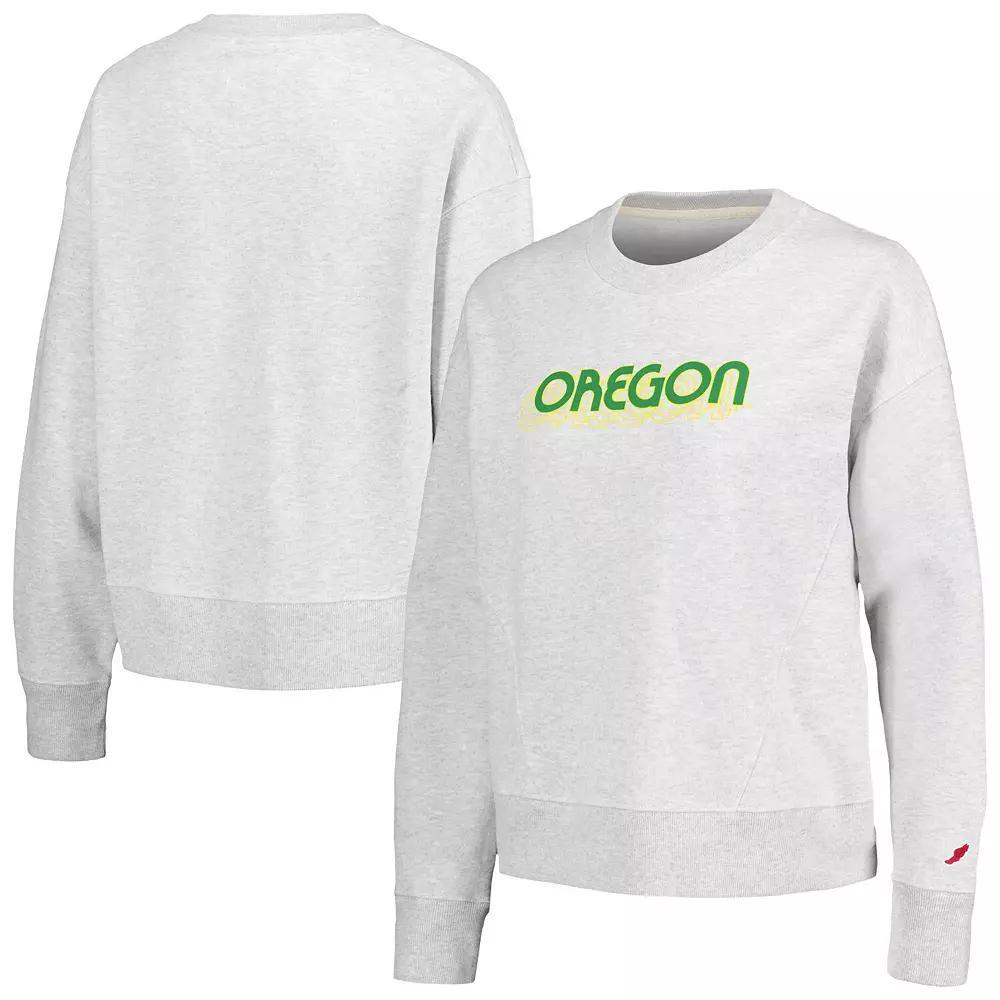 Women's League Collegiate Wear Ash Oregon Ducks Boxy Pullover Sweatshirt, Size: XL, Black Product Image