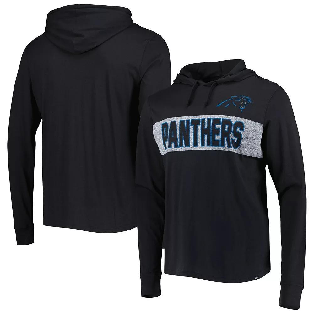 Men's '47 Black Carolina Panthers Field Franklin Hooded Long Sleeve T-Shirt, Size: 2XL Product Image