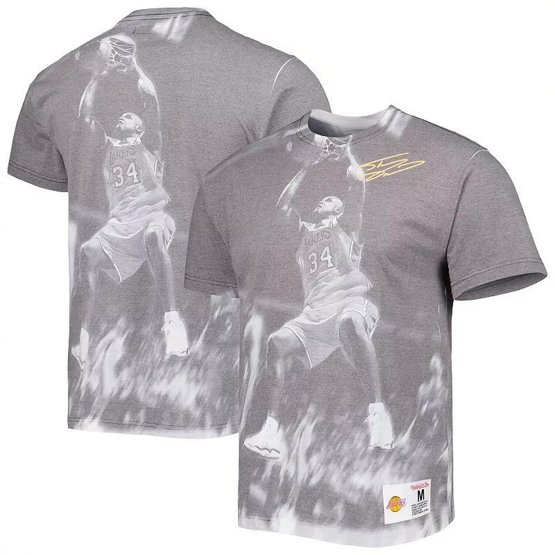 Men's Mitchell & Ness Shaquille O'Neal Gray Los Angeles Lakers Above The Rim Sublimated T-Shirt, Size: Small, Grey Product Image