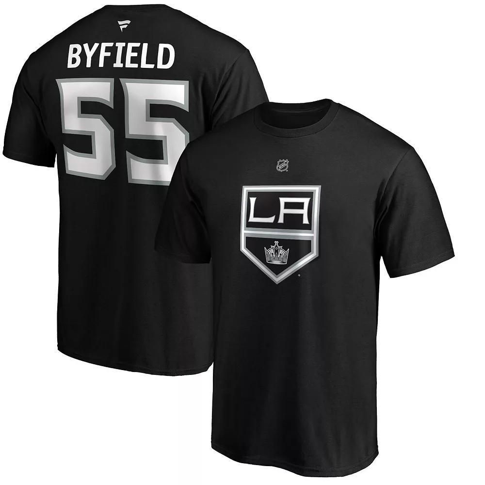 Men's Fanatics Branded Quinton Byfield Black Los Angeles Kings Authentic Stack Name & Number T-Shirt, Size: 2XL, Kgs Black Product Image
