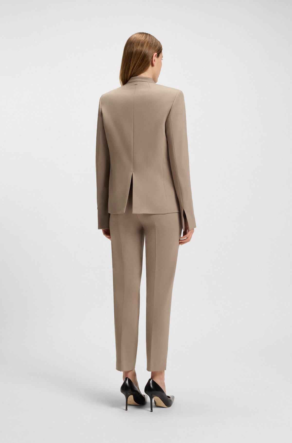 BOSS - Collarless regular-fit blazer with hardware button - Light Brown Product Image