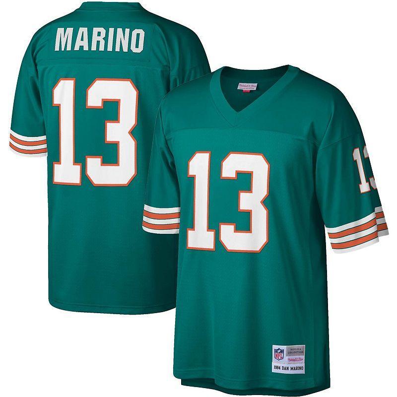 Men's Mitchell & Ness Dan Marino Aqua Miami Dolphins Legacy Replica Jersey, Size: 5XL, Turquoise A Product Image