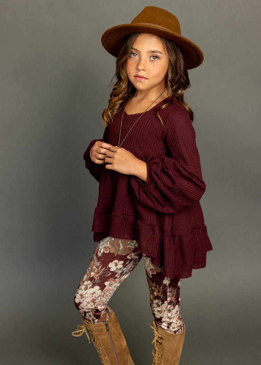 Laila Henley Top in Plum Girls Product Image