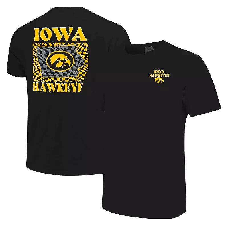 Women's Black Iowa Hawkeyes Comfort Colors Checkered Mascot T-Shirt, Size: XL Product Image