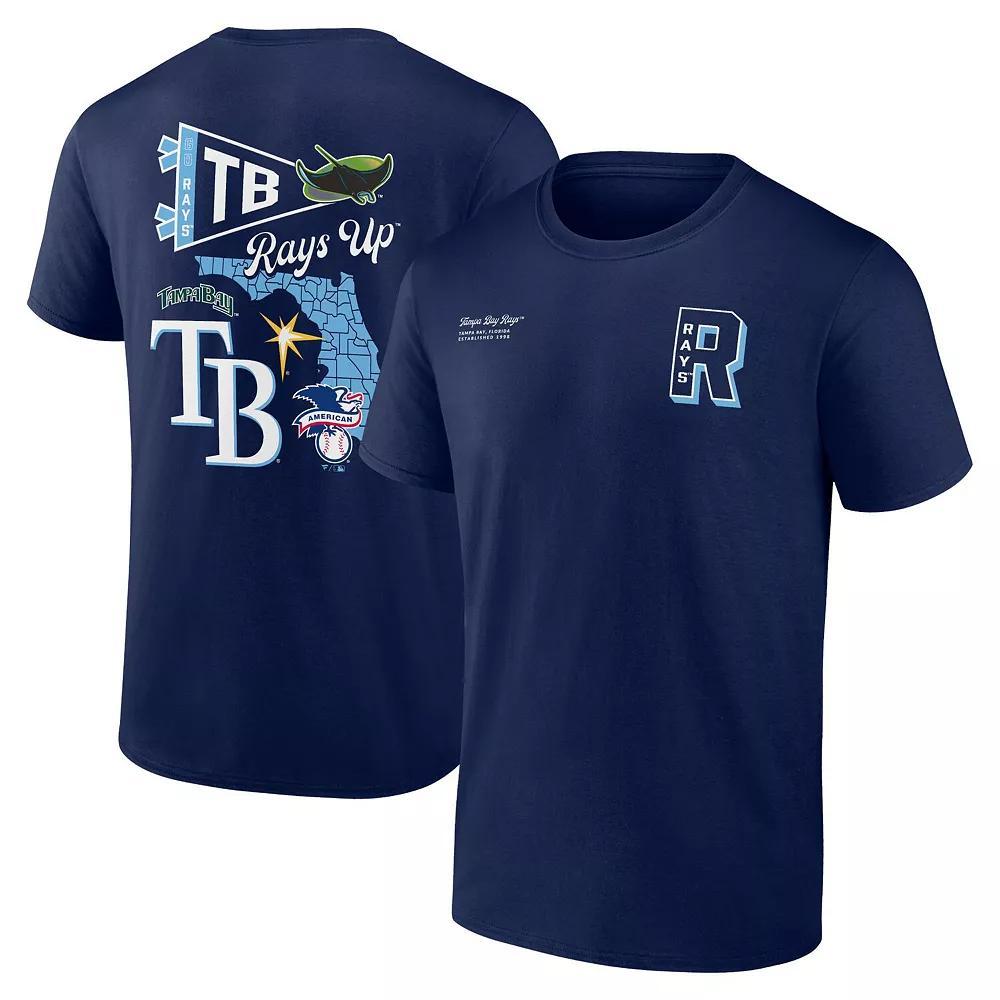 Men's Fanatics Branded Navy Tampa Bay Rays Split Zone T-Shirt, Size: 2XL, Blue Product Image